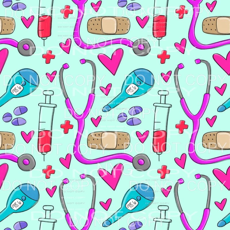 Nurse Seamless Pattern Sheet Sublimation transfers - Heat 