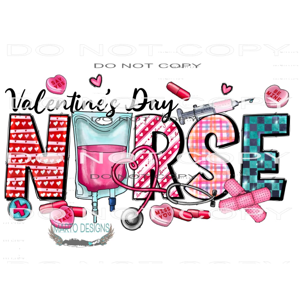 Nurse Valentine’s Day #9607 Sublimation transfers - Heat