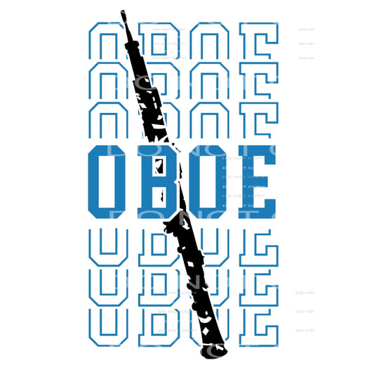 Oboe distressed instrument blue stacked Sublimation 