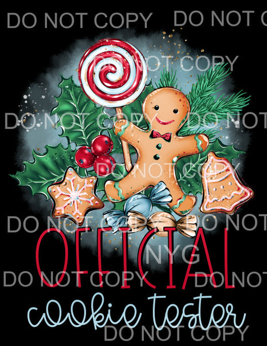 Official Cookie Tester Gingerbread Man Holly Red Swirl 