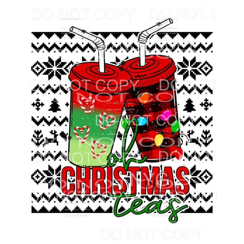 Oh Christmas Teas Red Green Candy Cane Hearts Red Plaid 