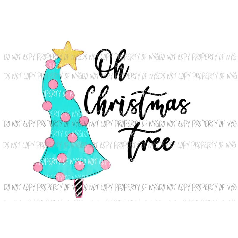 Oh Christmas Tree teal pink polka dots Sublimation transfers Heat Transfer