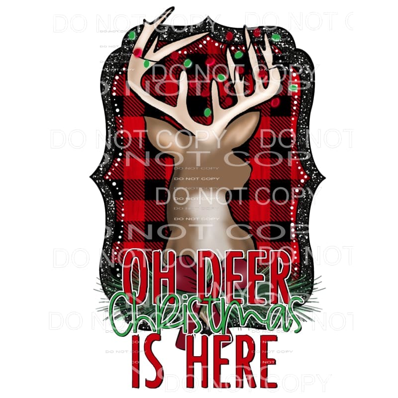 Oh Deer Christmas Is Here Red Buffalo Pliad Black Scalloped 