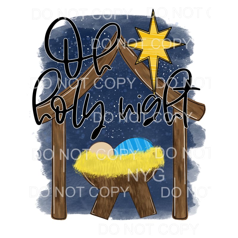 Oh Holy Night Baby Jesus Manger Nativity Scene Gold Star 