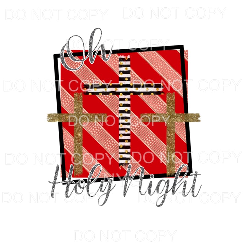 Oh Holy Night Crosses Black Stripes Gold Red Lace Background