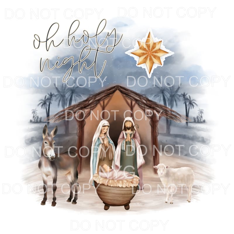 Oh Holy Night Nativity Scene Watercolor #804 Sublimation 