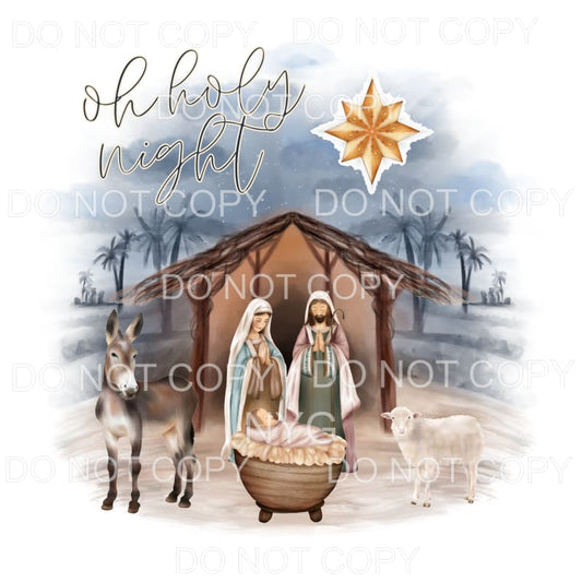 Oh Holy Night Nativity Scene Watercolor #804 Sublimation 