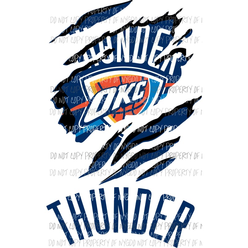 Oklahoma City Thunder ripped design Sublimation transfers Heat Transfer