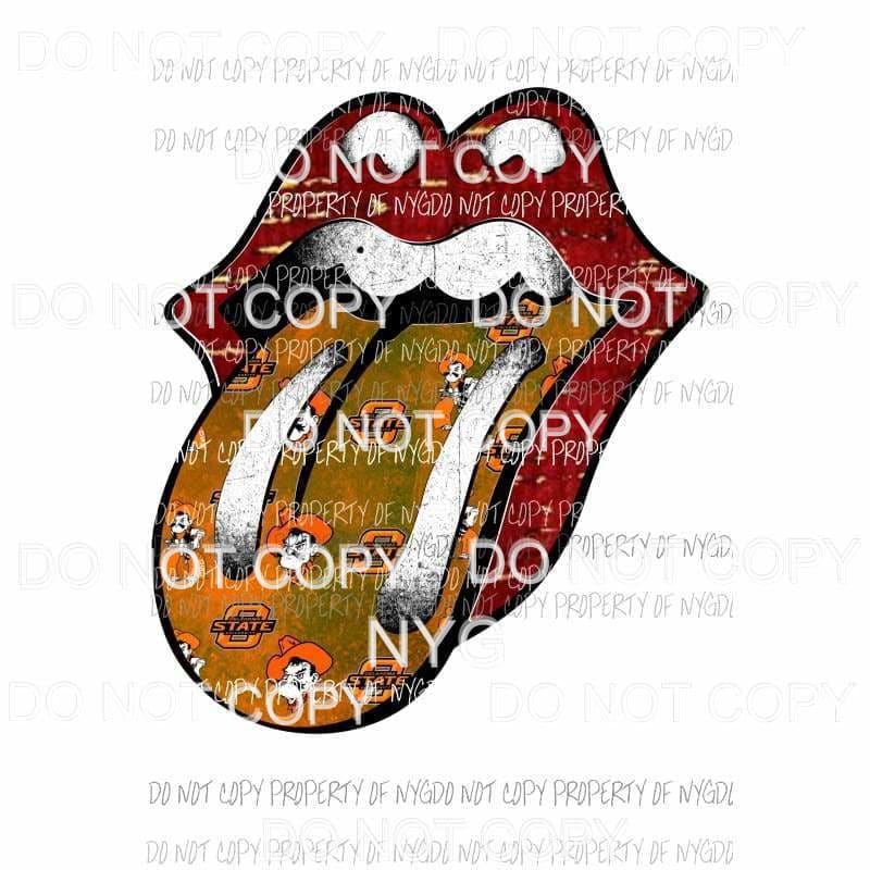 Oklahoma OSU Cowboys Lips rolling stones Sublimation transfers Heat Transfer