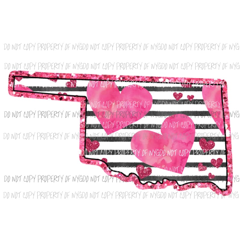 Oklahoma pink hearts black stripes Sublimation transfers Heat Transfer