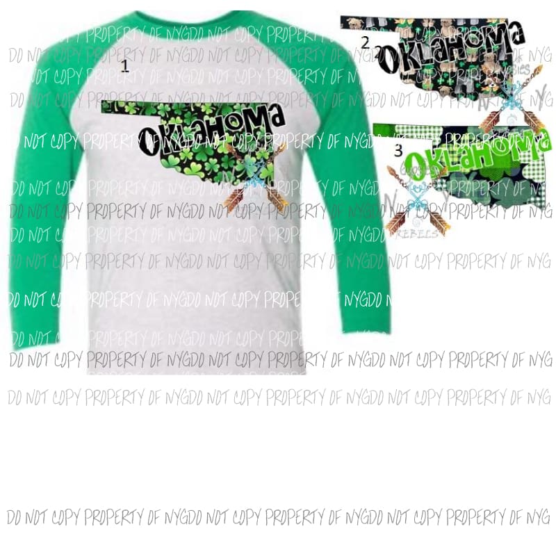 oklahoma st patricks day sublimation transfers 3 to choose from Heat Transfer