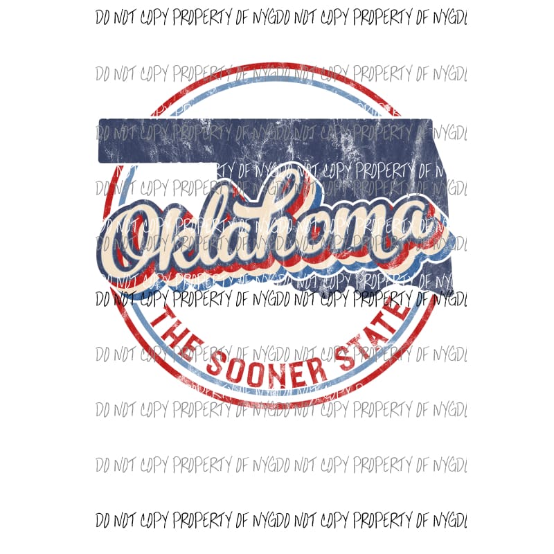 Oklahoma state Retro Circle Sublimation transfers Heat Transfer