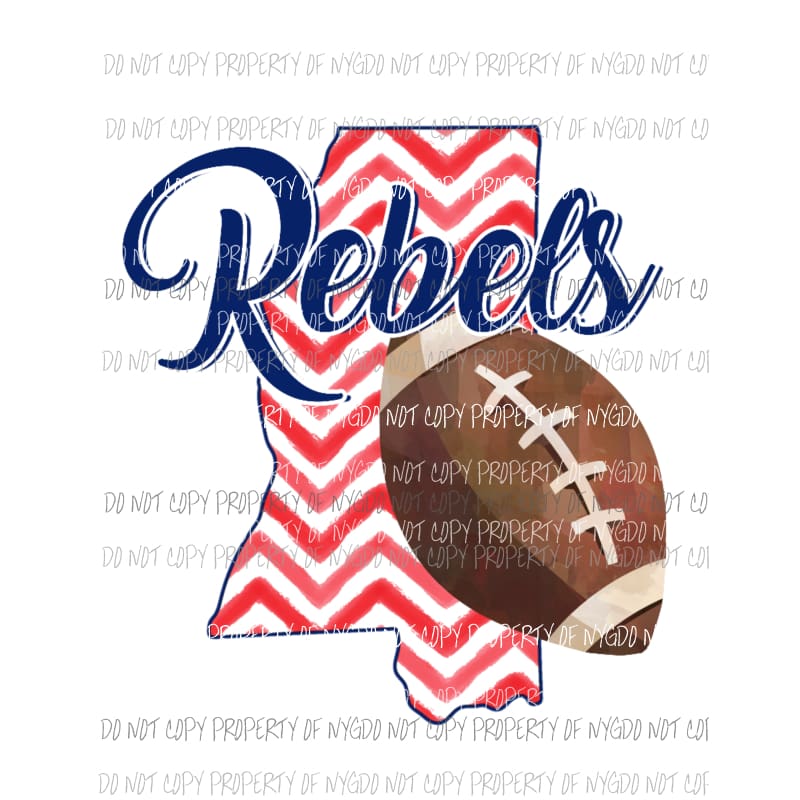 Ole Miss Rebels Mississippi football chevron state Sublimation transfers Heat Transfer
