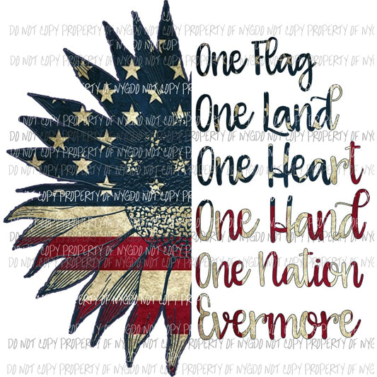 one flag one land one heart flag flower sublimation transfer Heat Transfer