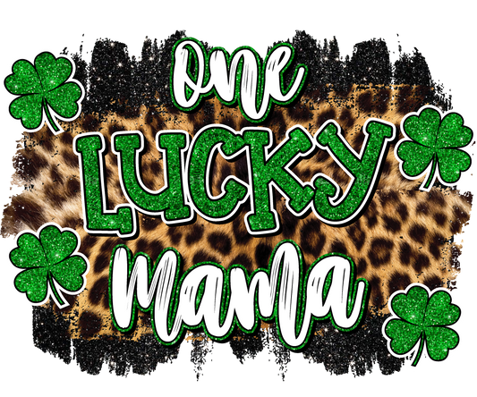 One Lucky Mama shamrocks leopard Sublimation transfers