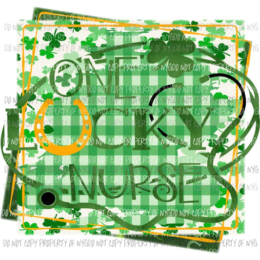 One Lucky Nurse stethoscope shamrock horseshoe Sublimation transfers Heat Transfer