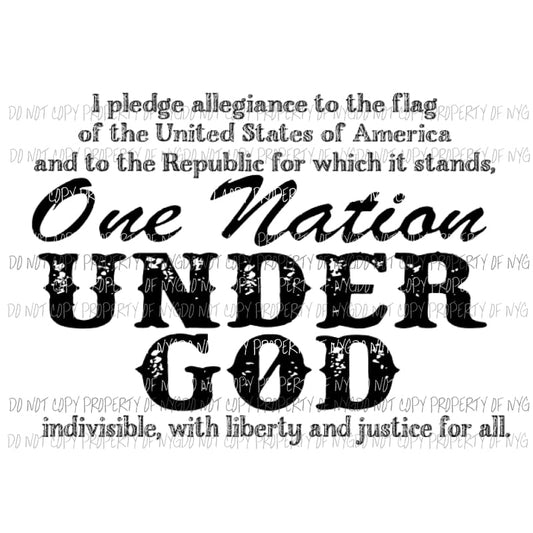 One Nation under god Black Sublimation transfers Heat Transfer