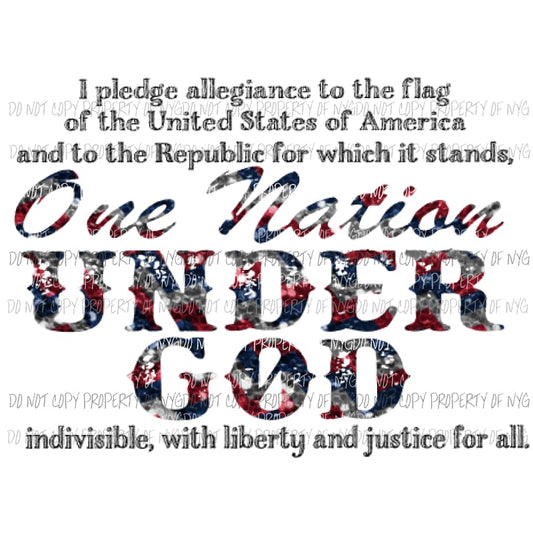 One Nation under god red white and blue Sublimation transfers Heat Transfer