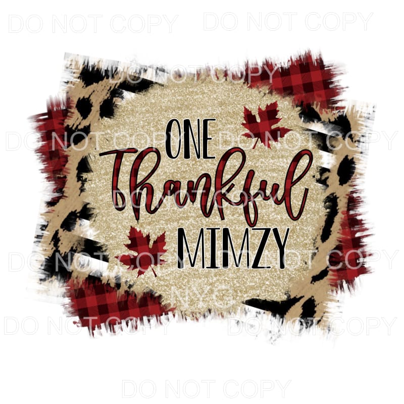 One Thankful Mimzy Gold Red Plaid Leopard #1449 Sublimation 