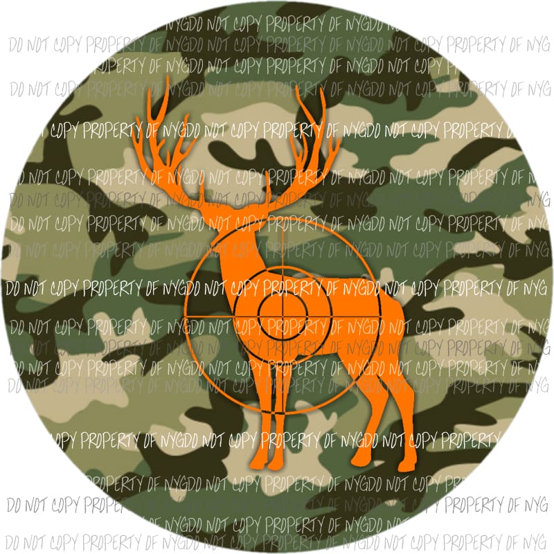 Orange Buck camouflage circle Sublimation transfers Heat Transfer