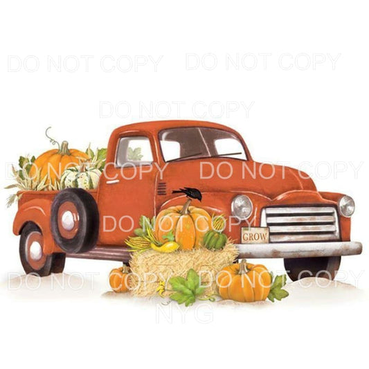 Orange Vintage Truck Grow Pumpkins Fall Sublimation 