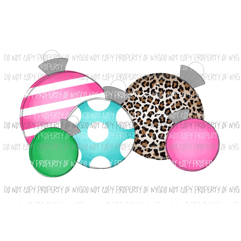 Ornaments multi leopard pink teal polka dots stripes # 2 Sublimation transfers Heat Transfer