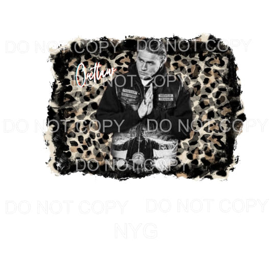 Outlaw Retro Harley Davidson Distressed Torn Leoaprd 