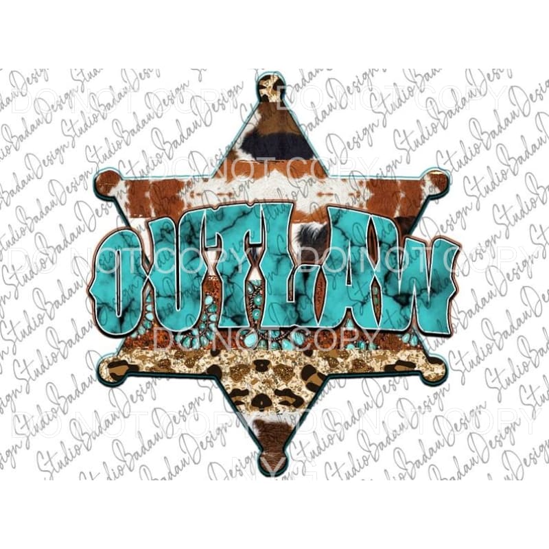 Outlaw Turquoise Leopard Cowhide Badge #193 Sublimation 