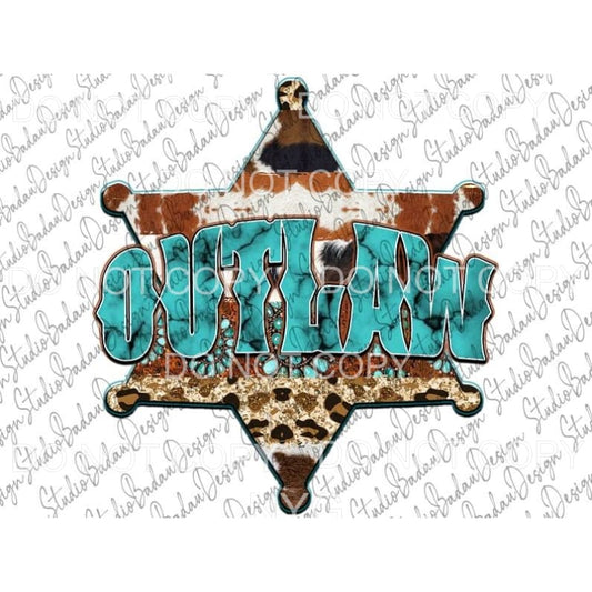 Outlaw Turquoise Leopard Cowhide Badge #193 Sublimation 