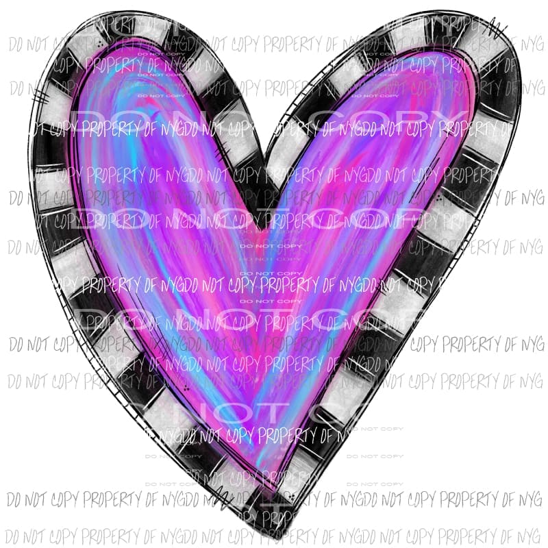 Painted Heart pink purple Sublimation transfers Heat Transfer