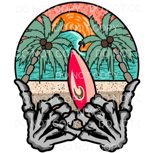 palm trees skull summer surfboard rad # 74 Sublimation 