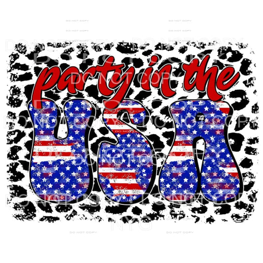Party In The USA Red White Blue Leopard 4th of July USA 