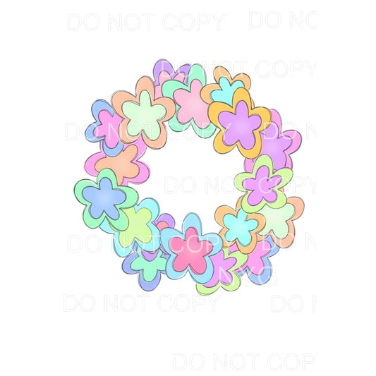 Pastel Flowers Wreath Sublimation transfers - Heat Transfer