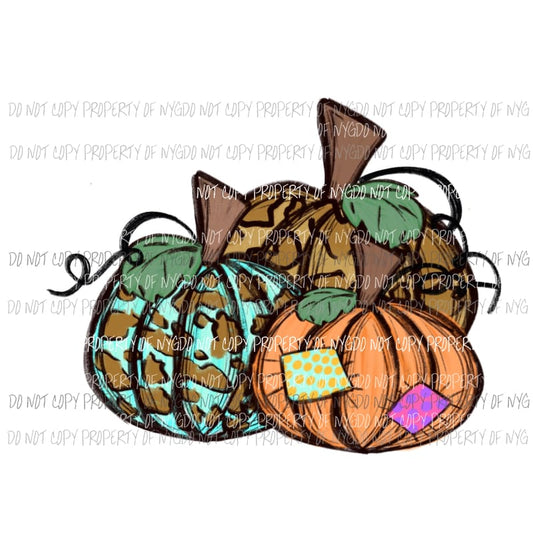 Patchwork Pumpkins Sublimation transfers Heat Transfer