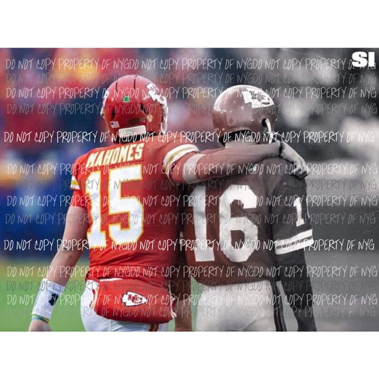 Patrick Mahomes Len Dawson Quarterbacks KC Kansas City Chiefs Sublimation transfers Heat Transfer