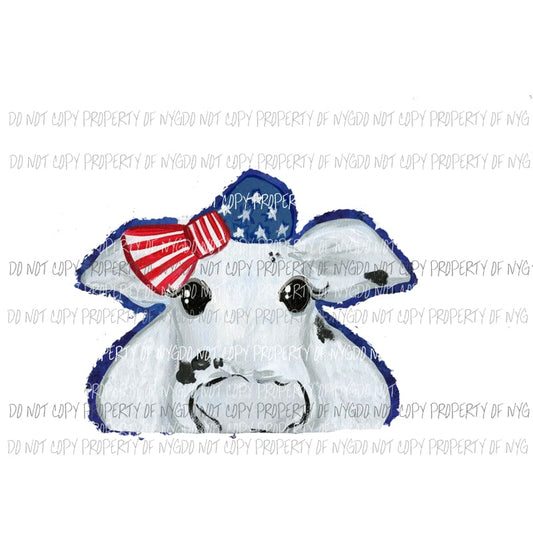 Patriot Cow bow Sublimation transfers Heat Transfer