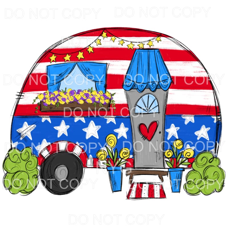 Patriotic Camper 4th of July USA America Sublimation 