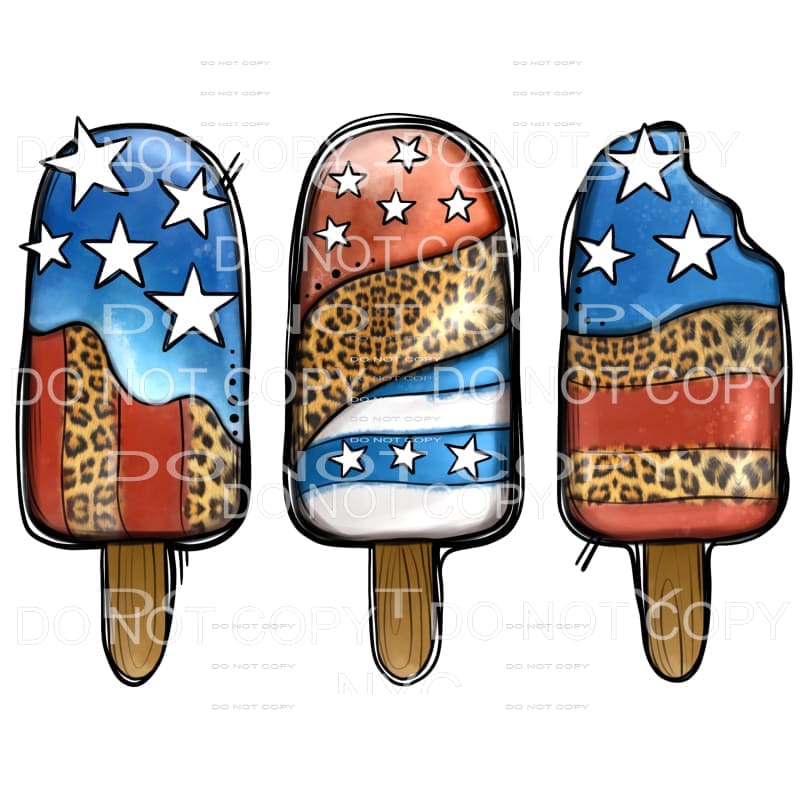 Patriotic Flag Leopard Popsicles #2069 Sublimation transfers