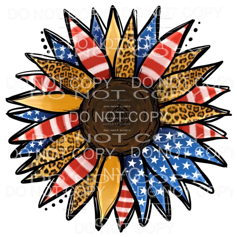 Patriotic Flag Sunflower Stars Stripes Leopard #2104 