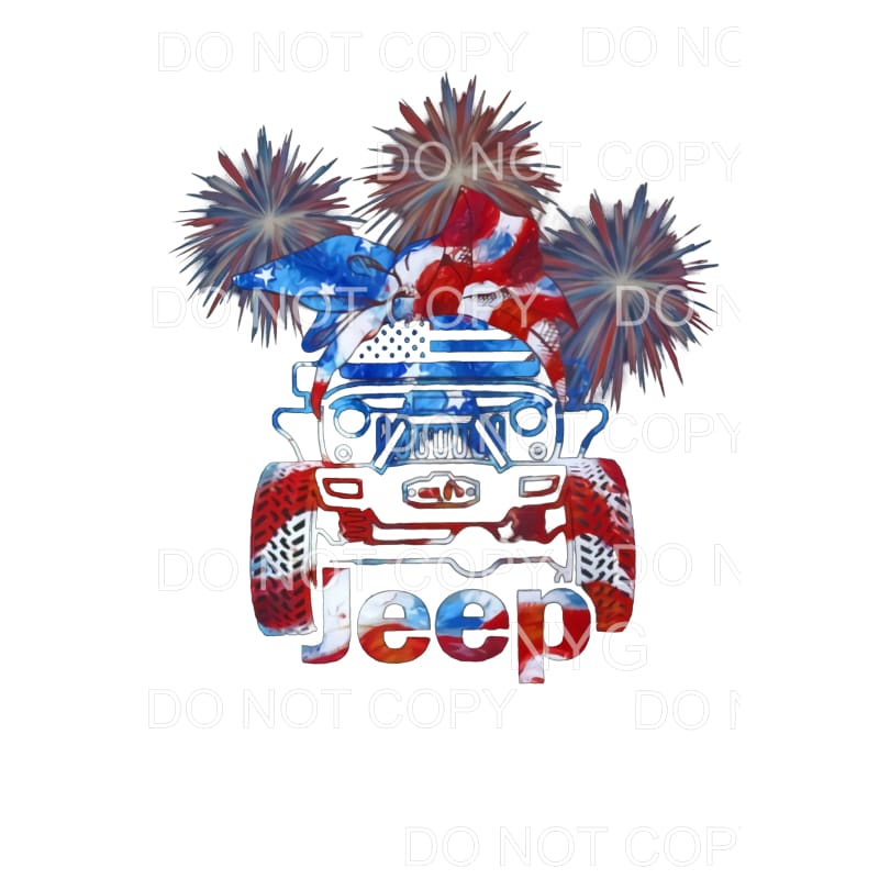 Patriotic Jeep Fireworks 4th of July Sublimation transfers -