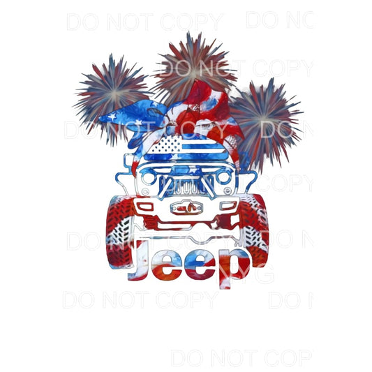 Patriotic Jeep Fireworks 4th of July Sublimation transfers -