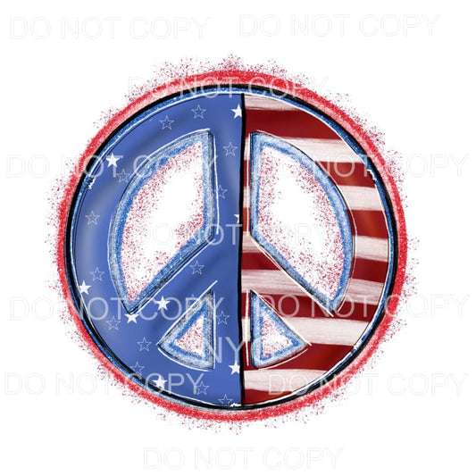 Patriotic Peace Sign Stars Stripes 4th of July USA America 