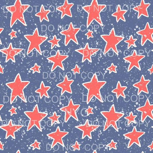 Patriotic Red Stars Blue Background Sheet Sublimation 