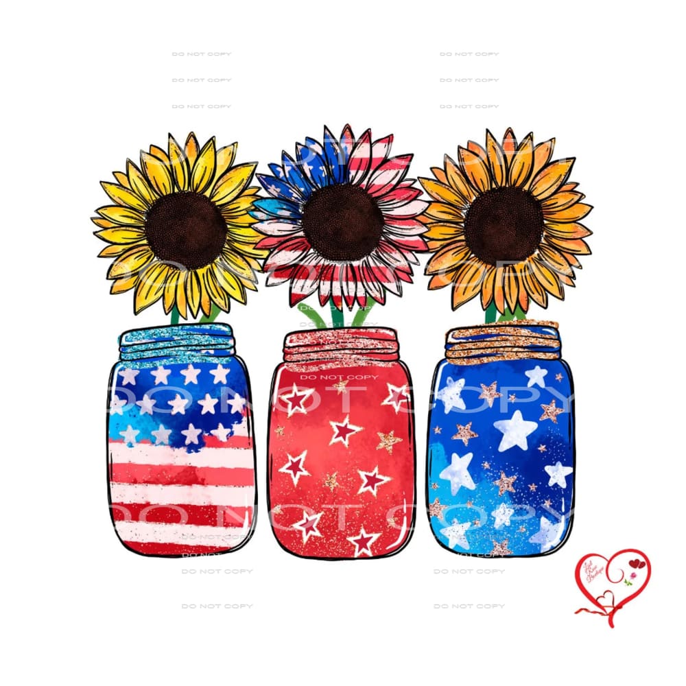 patriotic sunflowers #7098 Sublimation transfers - Heat 