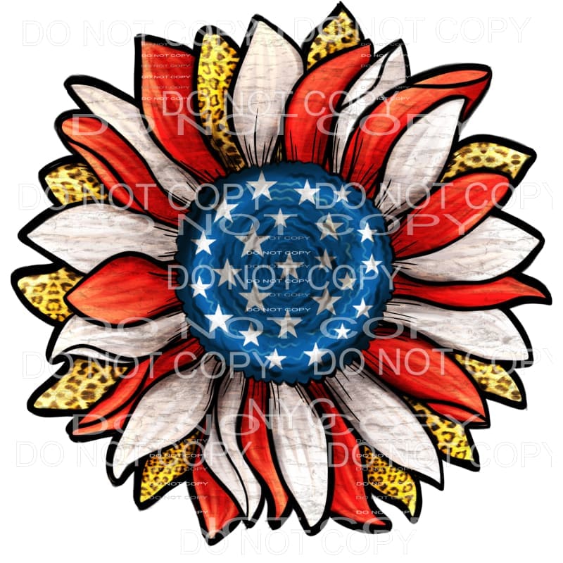 Patrotic Flag Sunflower Leopard #2101 Sublimation transfers 