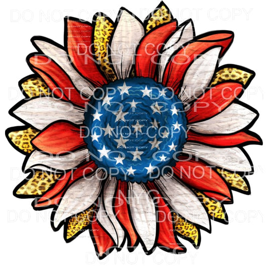 Patrotic Flag Sunflower Leopard #2101 Sublimation transfers 