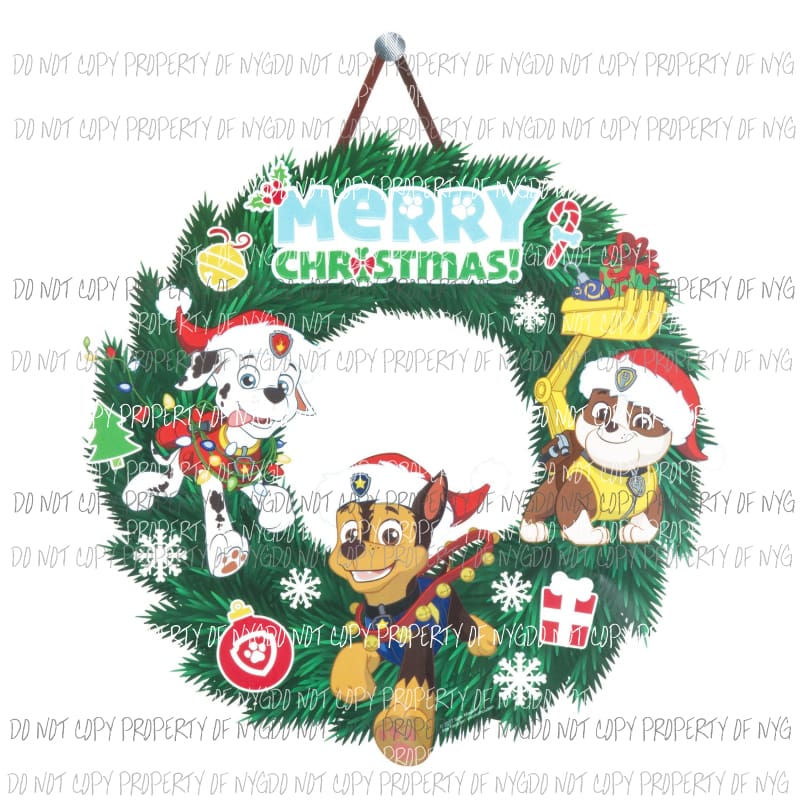 Paw Patrol Christmas 4 Sublimation transfer Heat Transfer