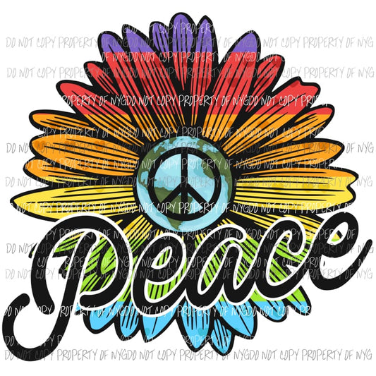 Peace Flower Sublimation transfers Heat Transfer