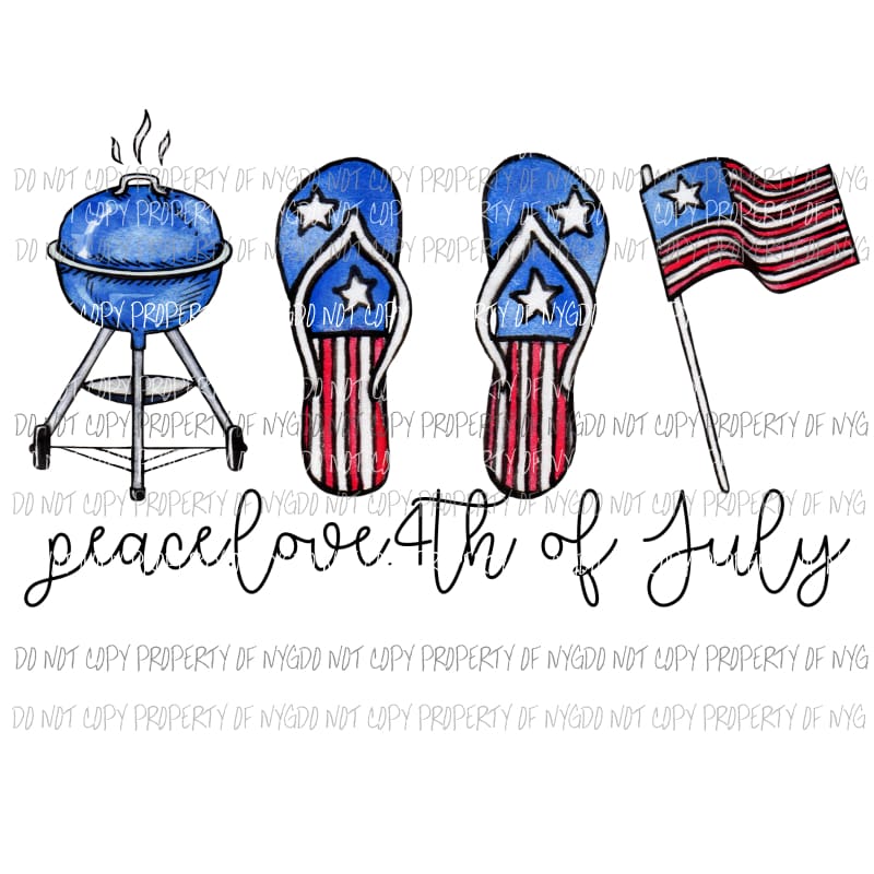 Peace Love 4th of july Sublimation transfers usa 4th of july america memorial labor day Heat Transfer