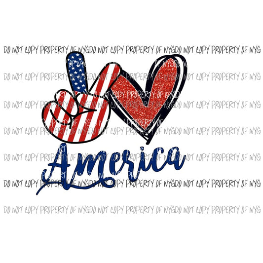 Peace Love America # 4 Sublimation transfers Heat Transfer